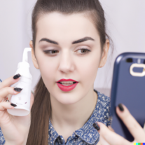selfie-mobile-photo-from-a-girl-who-using-cosmetic-product