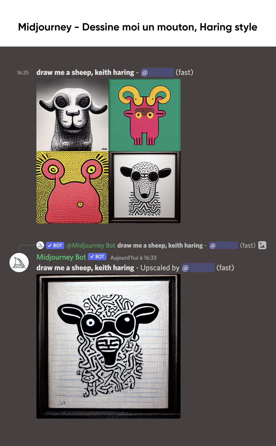 visuels de moutons générés par une AI dans le style de Keith Haring